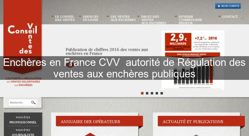 Enchères en France CVV  autorité de Régulation des ventes aux enchères publiques