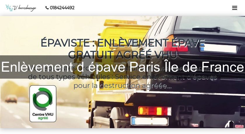 Enlèvement d'épave Paris Île de France