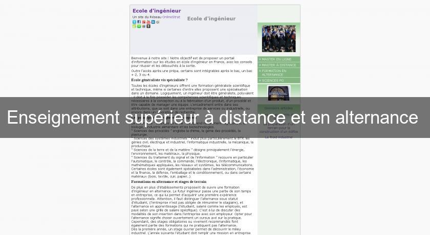 Enseignement supérieur à distance et en alternance Enseignement supérieur à distance et en alternance