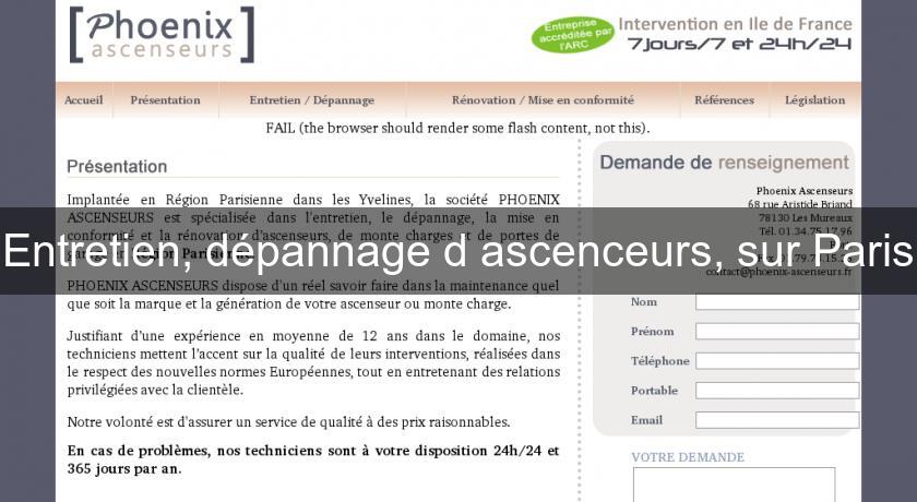 Entretien, dépannage d'ascenceurs, sur Paris Entretien, dépannage d'ascenceurs, sur Paris