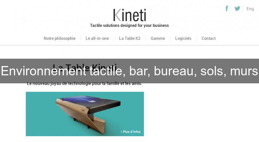 Environnement tactile, bar, bureau, sols, murs Environnement tactile, bar, bureau, sols, murs