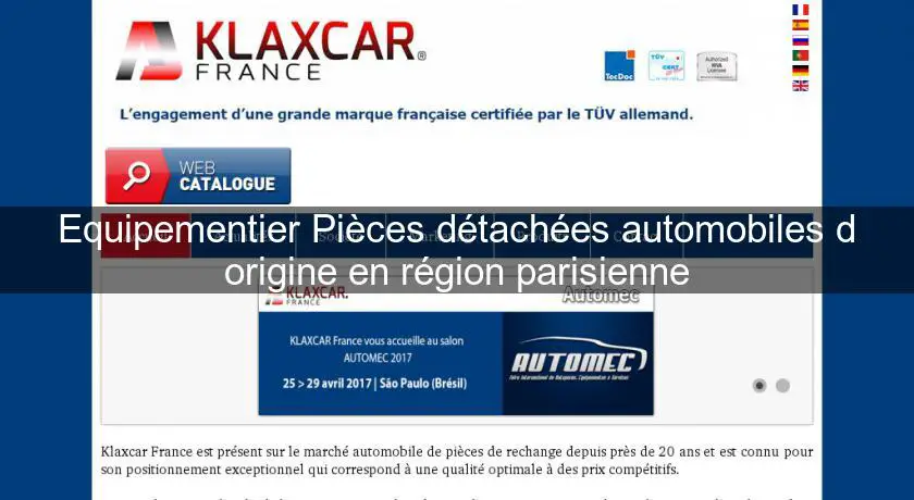 Equipementier Pièces détachées automobiles d'origine en région parisienne