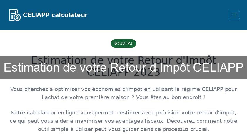 Estimation de votre Retour d'Impôt CELIAPP