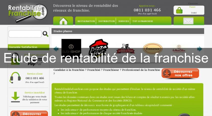 Etude de rentabilité de la franchise Etude de rentabilité de la franchise