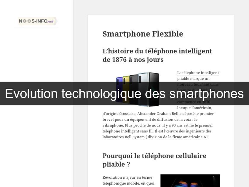 Evolution technologique des smartphones Evolution technologique des smartphones