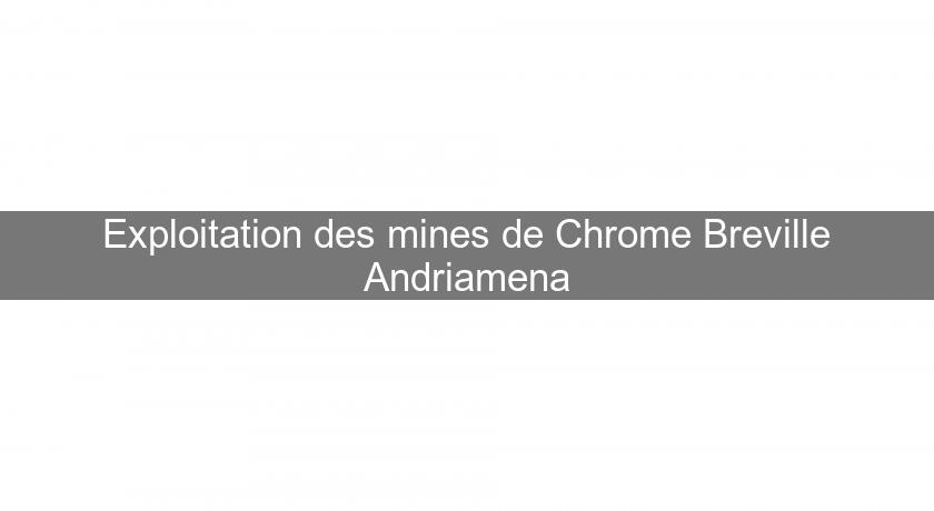 Exploitation des mines de Chrome Breville Andriamena Exploitation des mines de Chrome Breville Andriamena