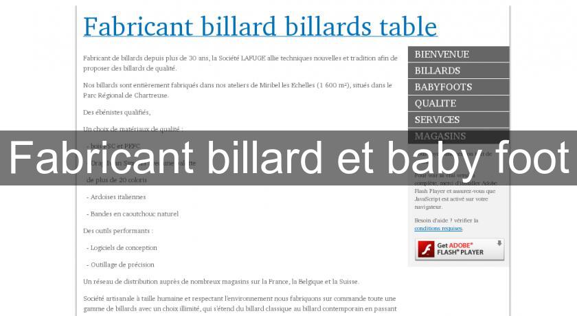 Fabricant billard et baby foot Fabricant billard et baby foot