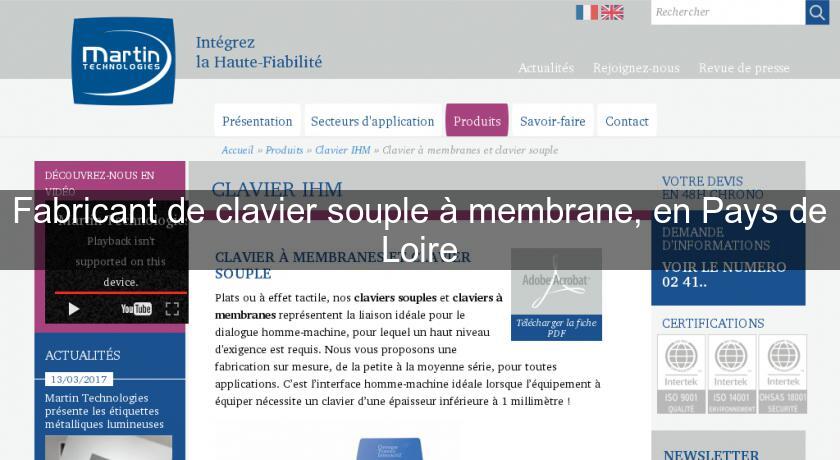 Fabricant de clavier souple à membrane, en Pays de Loire