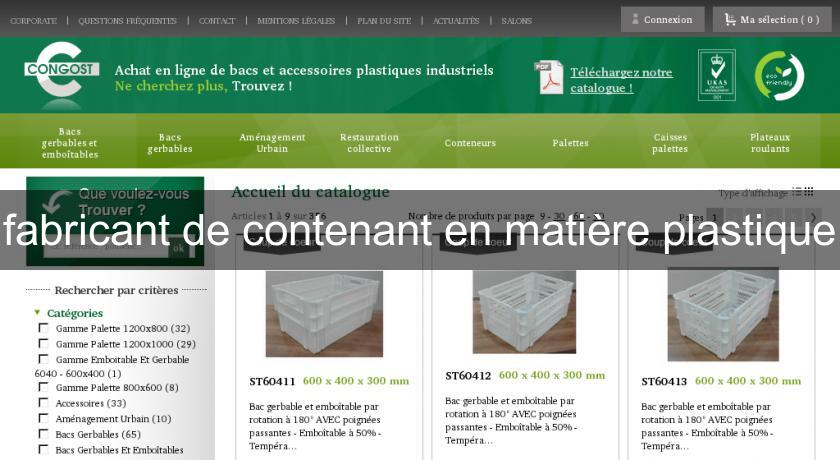 fabricant de contenant en matière plastique