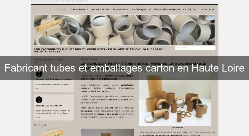 Fabricant tubes et emballages carton en Haute Loire