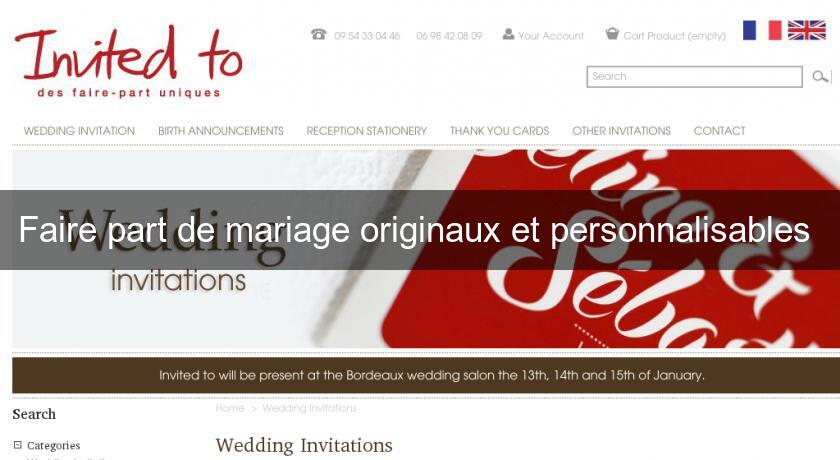 Faire part de mariage originaux et personnalisables Faire part de mariage originaux et personnalisables
