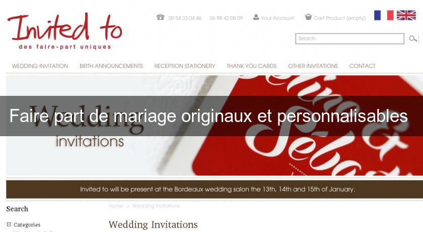 Faire part de mariage originaux et personnalisables 