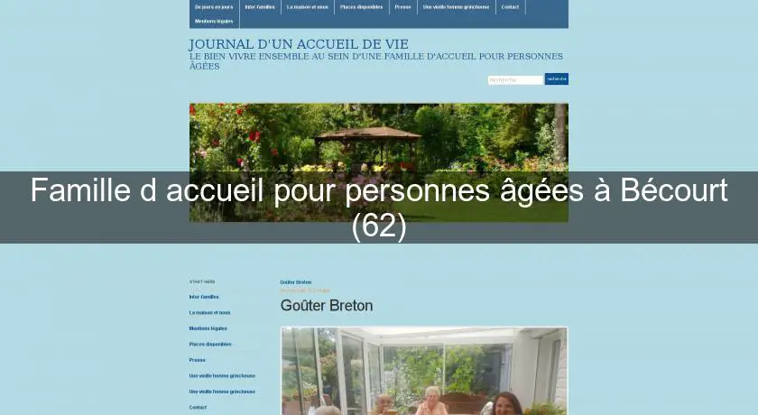Famille d'accueil pour personnes âgées à Bécourt (62)