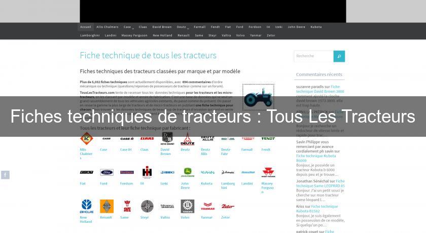 Fiches techniques de tracteurs : Tous Les Tracteurs