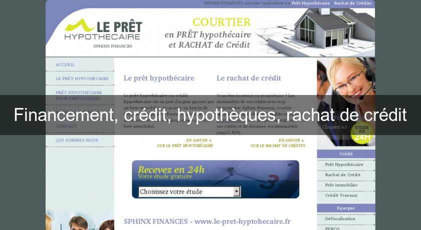 Financement, crédit, hypothèques, rachat de crédit