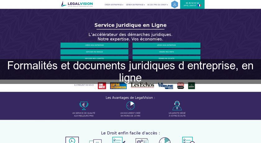 Formalités et documents juridiques d'entreprise, en ligne Formalités et documents juridiques d'entreprise, en ligne