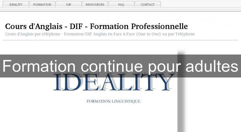 Formation continue pour adultes Formation continue pour adultes