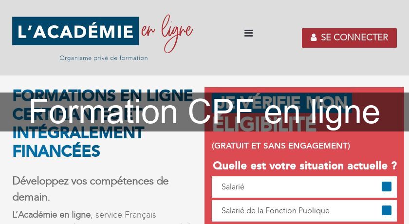 Formation CPF en ligne Formation CPF en ligne