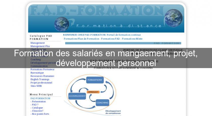 Formation des salariés en mangaement, projet, développement personnel