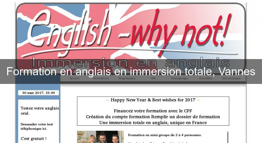 Formation en anglais en immersion totale, Vannes