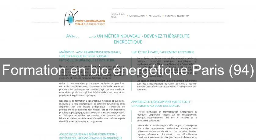 Formation en bio énergétique Paris (94)