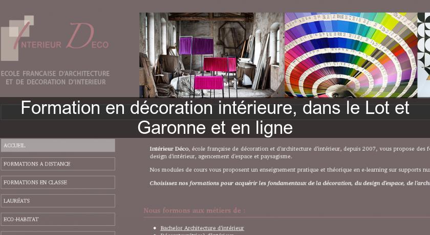 Formation en décoration intérieure, dans le Lot et Garonne et en ligne