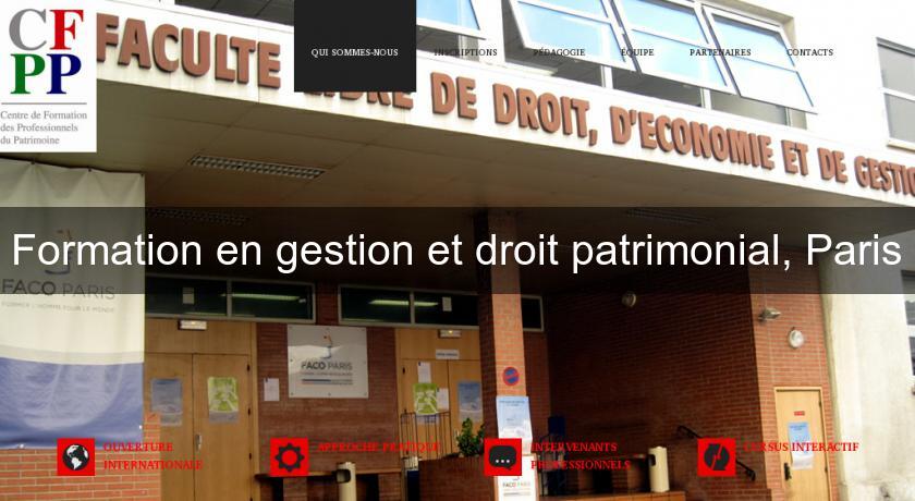 Formation en gestion et droit patrimonial, Paris Formation en gestion et droit patrimonial, Paris