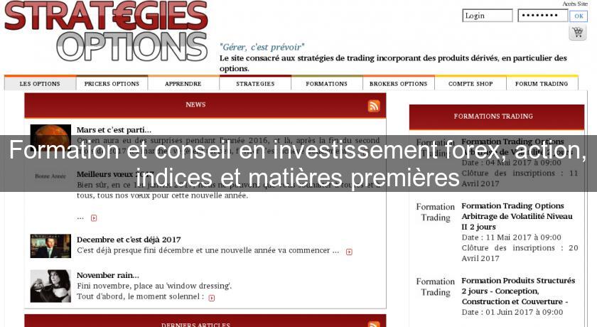 Formation et conseil en investissement forex, action, indices et matières premières