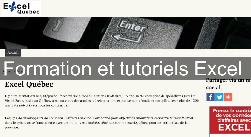 Formation et tutoriels Excel Formation et tutoriels Excel
