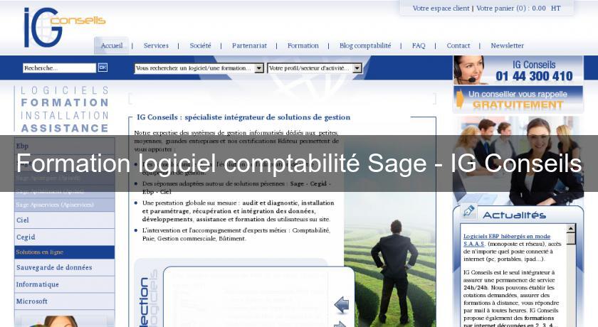 Formation logiciel comptabilité Sage - IG Conseils Formation logiciel comptabilité Sage - IG Conseils