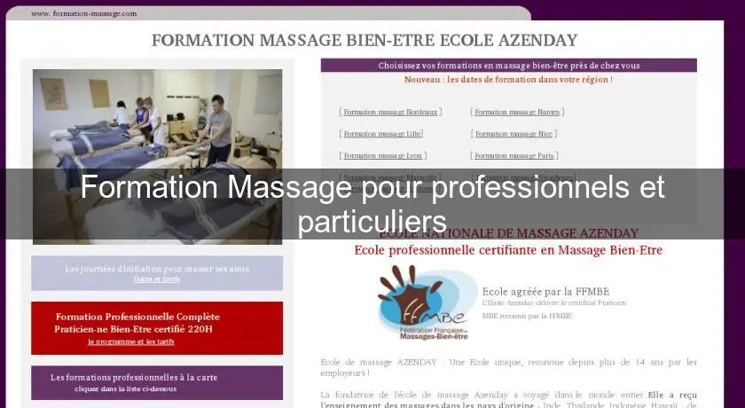 Formation Massage pour professionnels et particuliers