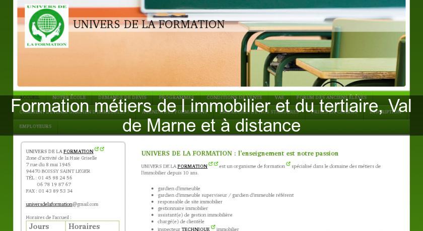 Formation métiers de l'immobilier et du tertiaire, Val de Marne et à distance