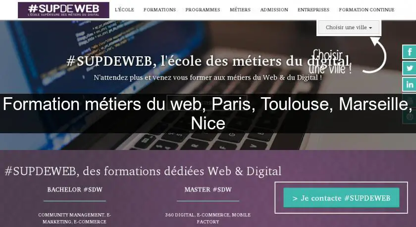 Formation métiers du web, Paris, Toulouse, Marseille, Nice