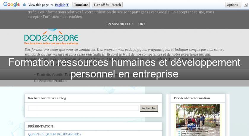 Formation ressources humaines et développement personnel en entreprise