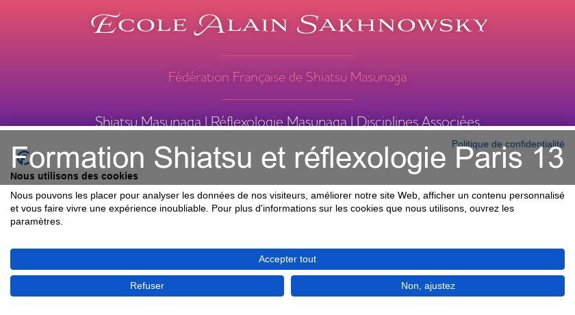 Formation Shiatsu et réflexologie Paris 13