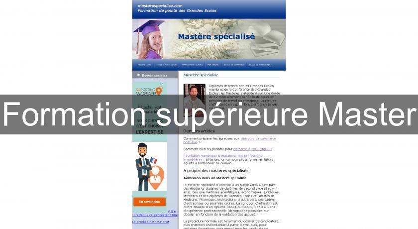Formation supérieure Master Formation supérieure Master