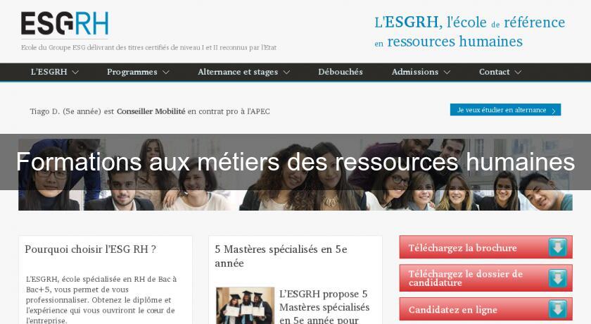 Formations aux métiers des ressources humaines Formations aux métiers des ressources humaines