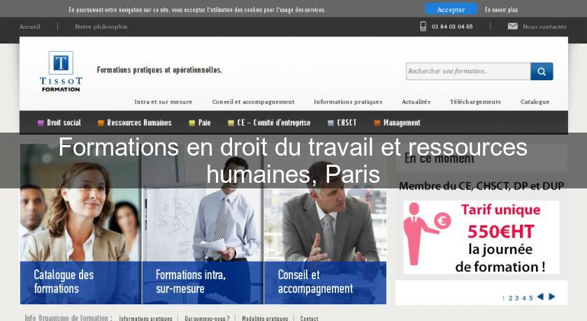 Formations en droit du travail et ressources humaines, Paris Formations en droit du travail et ressources humaines, Paris