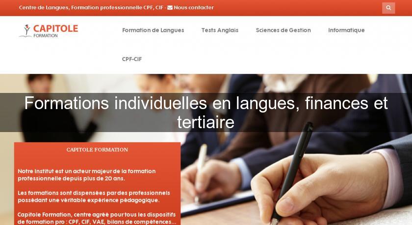 Formations individuelles en langues, finances et tertiaire Formations individuelles en langues, finances et tertiaire