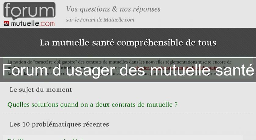 Forum d'usager des mutuelle santé