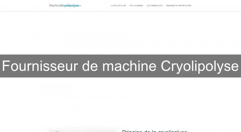Fournisseur de machine Cryolipolyse