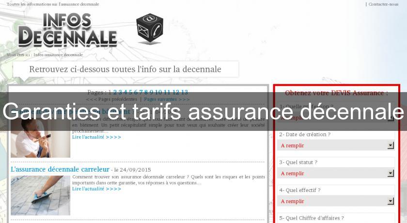 Garanties et tarifs assurance décennale Garanties et tarifs assurance décennale