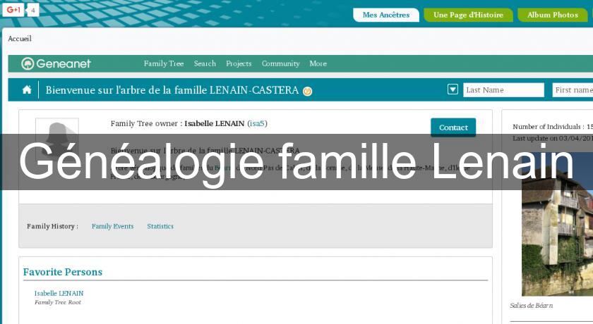 Généalogie famille Lenain Généalogie famille Lenain