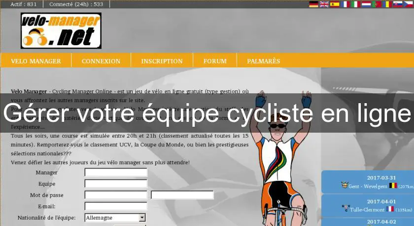 Gérer votre équipe cycliste en ligne
