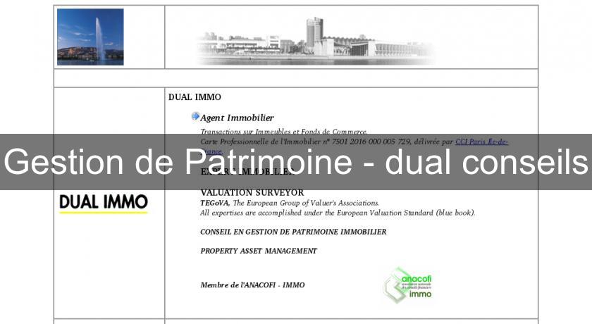 Gestion de Patrimoine - dual conseils