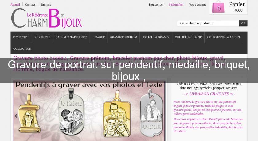 Gravure de portrait sur pendentif, medaille, briquet, bijoux ,