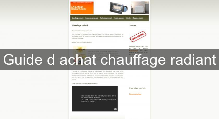 Guide d'achat chauffage radiant Guide d'achat chauffage radiant