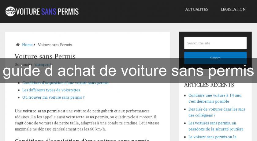 guide d'achat de voiture sans permis guide d'achat de voiture sans permis