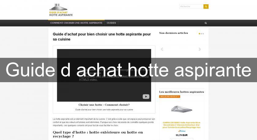 Guide d'achat hotte aspirante