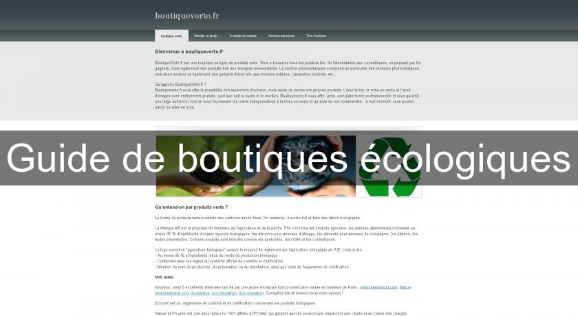 Guide de boutiques écologiques Guide de boutiques écologiques